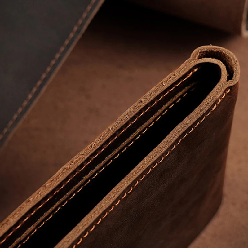 (image for) Ekphero Men's Genuine Leather Wallet Large Capacity Slim 6 Card Slots Money Clip, Lightweight Cowhide Portable ID & Credit Card Holder